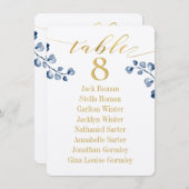 Carte de tableau de sièges à calligraphie dorée et (Devant / Derrière)