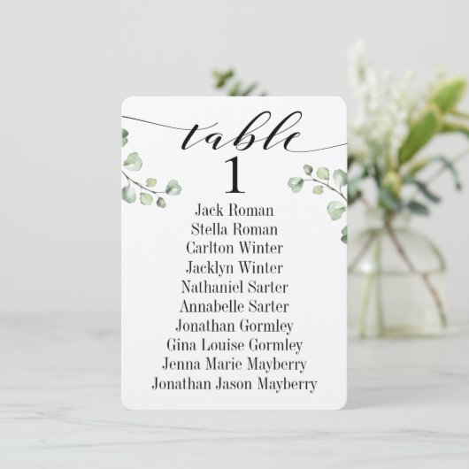 Carte de tableau de sièges de verdure de calligrap (Debout devant)