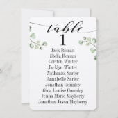 Carte de tableau de sièges en calligraphie noire a (Dos)