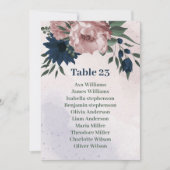 carte de tableau de sièges fleurs rose et marine (Devant)