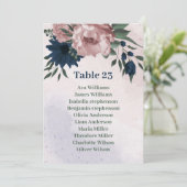 carte de tableau de sièges fleurs rose et marine (Debout devant)