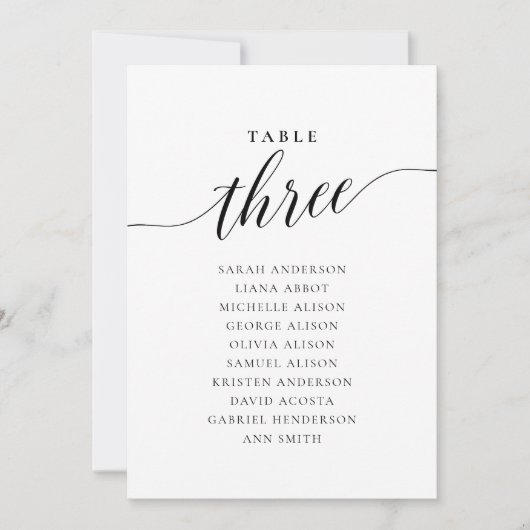 Carte de tableau de trois places modifiable (Devant)