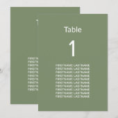 Carte de tableau des noms d'invités verts de Sage (Devant / Derrière)