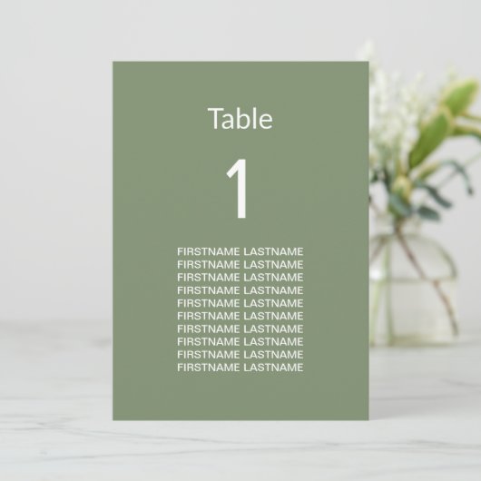 Carte de tableau des noms d'invités verts de Sage (Debout devant)