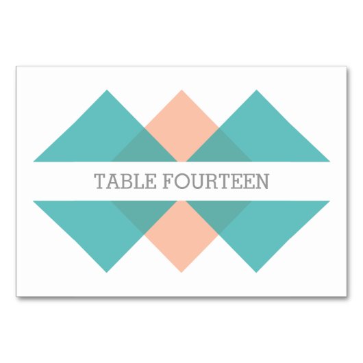 Carte de tableau géométrique de corail turquoise (Devant)