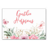 Carte de tableau Pink Floral individuels Nom d'inv (Dos)