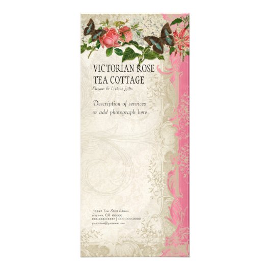 Carte de tarif affaires - Style baroque Rose Vinta (Devant)