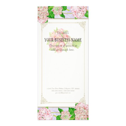 Carte de tarif d'affaires - Rose Hydrangea Florist (Devant)