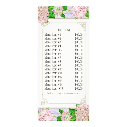 Carte de tarif d'affaires - Rose Hydrangea Florist (Dos)