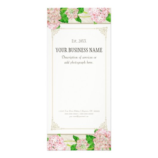 Carte de tarif d'affaires - Rose Hydrangea Florist (Dos)