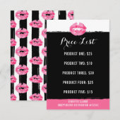 Carte de tarif de marketing pour distributeur de r (Devant / Derrière)