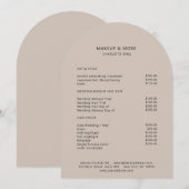 Carte de tarification de salon beige-marron minima (Devant / Derrière)