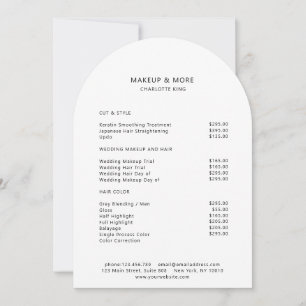 Carte de tarification de salon moderne, minimalist