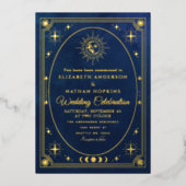Carte de Tarot Céleste Bleue Invitation de Mariage (Recto)