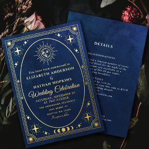 Carte de Tarot Céleste Bleue Invitation de Mariage