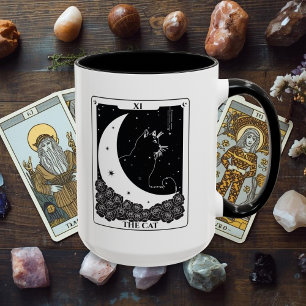 Carte de Tarot de chat mystique Mug noir et blanc