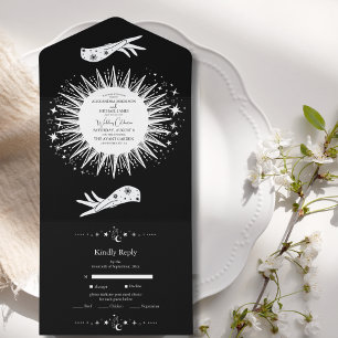 Carte de Tarot des Amoureux Noir Blanc Mariage