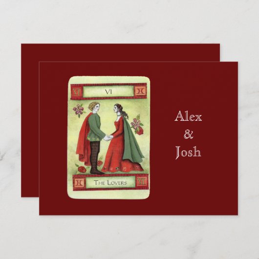 carte de tarot "Les Amants" (Devant / Derrière)