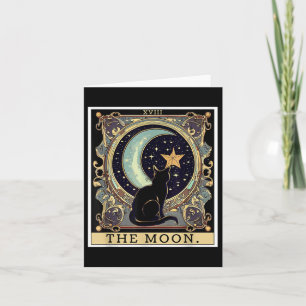 Carte de Tarot Lune Vintage Chat Noir Femme