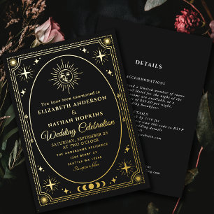 Carte de tarot noir céleste faire-part de mariage