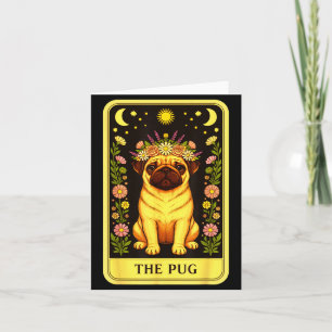 Carte de Tarot Pug Couronne Florale Soleil Lune Ét