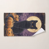 Carte de tarot thématique Halloween avec un chat n (Serviette à main)