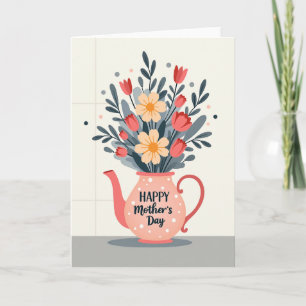 Carte de tasse à thé de la fête des mères élégante