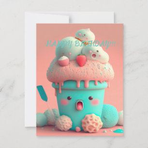 Carte de tasse de glace kawaii