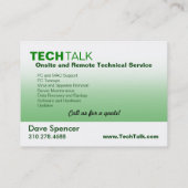 Carte de technologie de technicien d'ordinateur (Dos)