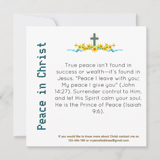 Carte de témoignage de paix en Christ (Devant)