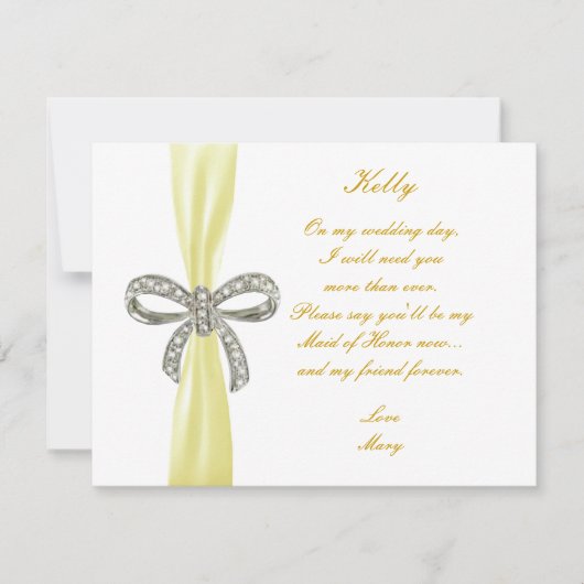 Carte de témoin de mariage à l'arc diamant jaune (Devant)