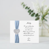 Carte de témoin de mariage bleu à coeur de diamant (Debout devant)
