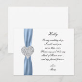 Carte de témoin de mariage bleu à coeur de diamant (Devant / Derrière)