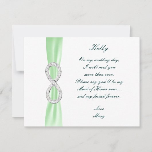 Carte de témoin de mariage Green Diamond Infinity (Devant)
