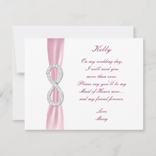 Carte de témoin de mariage Infinity Diamant Rose (Devant)