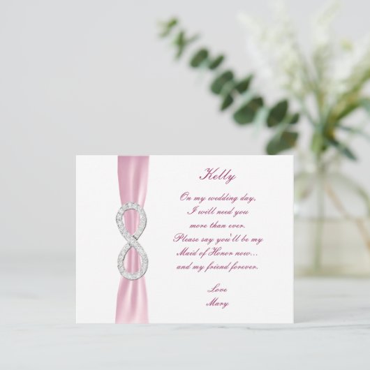 Carte de témoin de mariage Infinity Diamant Rose D (Debout devant)