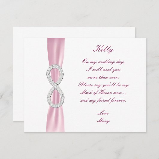 Carte de témoin de mariage Infinity Diamant Rose D (Devant / Derrière)