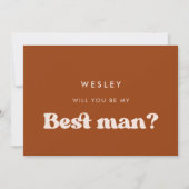 Carte de témoin de mariage orange brûlé rétro (Devant)