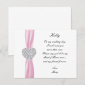 Carte de témoin de mariage rose à coeur de diamant (Devant / Derrière)