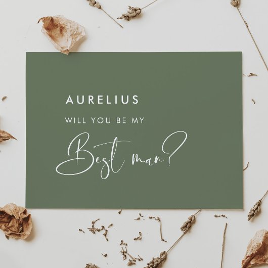Carte de témoin de mariage vert sauge élégant