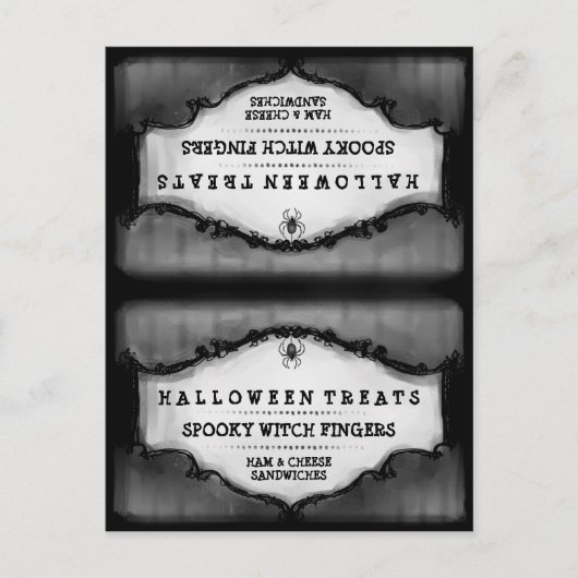 Carte de tente Halloween Traitements - Gris & Noir (Devant)