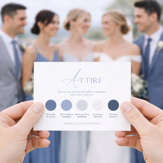 Carte de tenue de mariage bleu poussiéreux