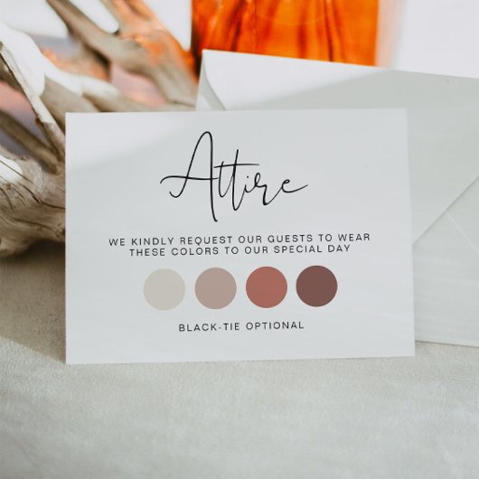 Carte de tenue de mariage, encart de code vestimen