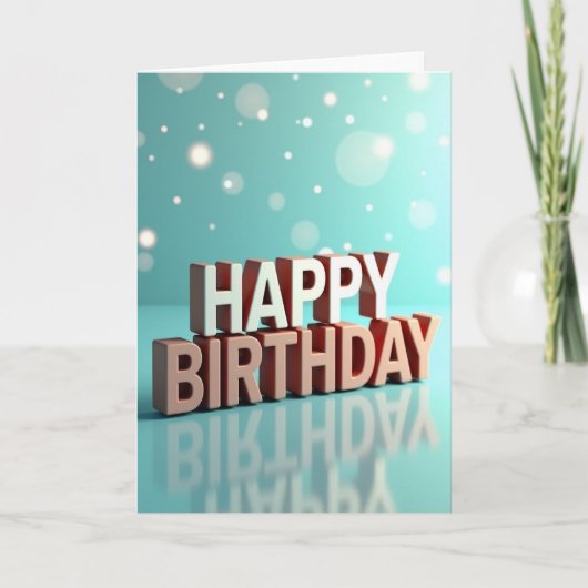 Carte de texte d'anniversaire 3D festive (Devant)