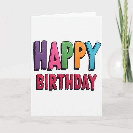 Carte de texte d'anniversaire colorée (Devant)