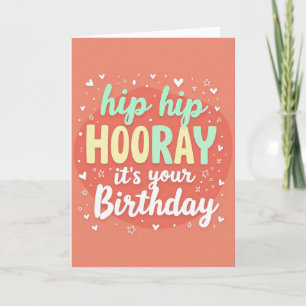 Carte de texte d'anniversaire Hourra