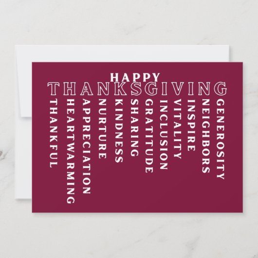 Carte de Thanksgiving acrostiche joyeuse (Devant)