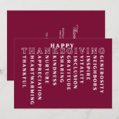 Carte de Thanksgiving acrostiche joyeuse (Devant / Derrière)