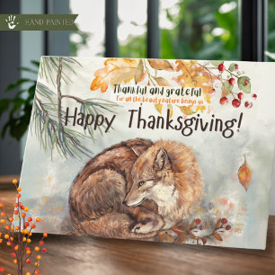 Carte de Thanksgiving aquarelle rustique renard