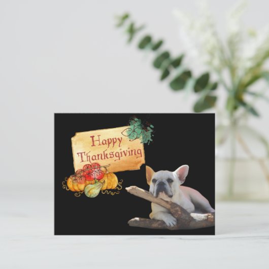 Carte de Thanksgiving Bouledogue Français (Debout devant)